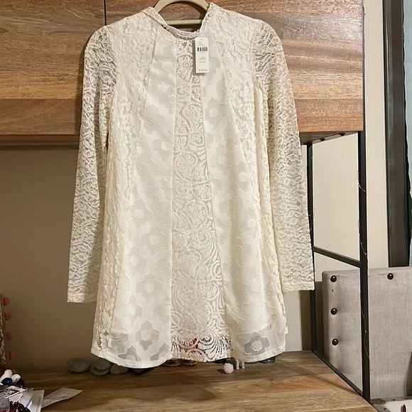 Anthropologie | Dresses | White Lace Long Sleeve Dress Anthropologie |  Poshmark